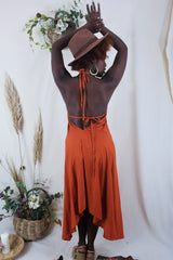 Khroma Medusa Midi Halter Dress - Fiery Orange - Free Size by all about audrey