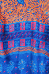 Clyde Shirt - Sun Bleached Orange & Blue Floral - Vintage Indian Sari - S/M by All About Audrey