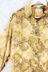 Bonnie Shirt Dress - Vintage Indian Sari - Gold Autumnal Floral (M/L) by All About Audrey