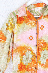 Bonnie Shirt Dress - Vintage Indian Sari - Sunset & Pistachio Floral (M/L) by All About Audrey