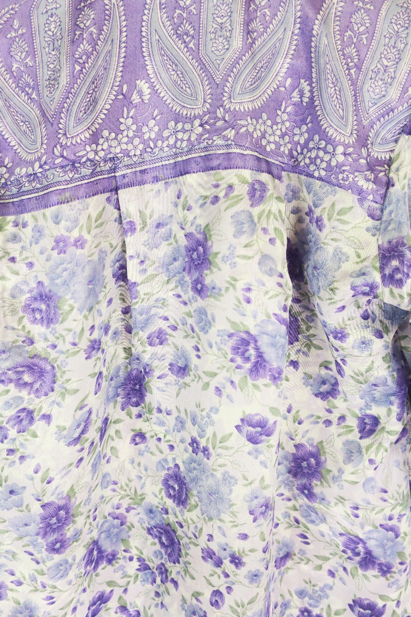 Bonnie Shirt Dress - Vintage Indian Sari - Lavender & Sage Wildflower (M/L) by all about audrey