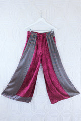 Joni High Waisted Flares - Vintage Indian Sari - Silky Turkish Delight Paisley Shimmer - S/M