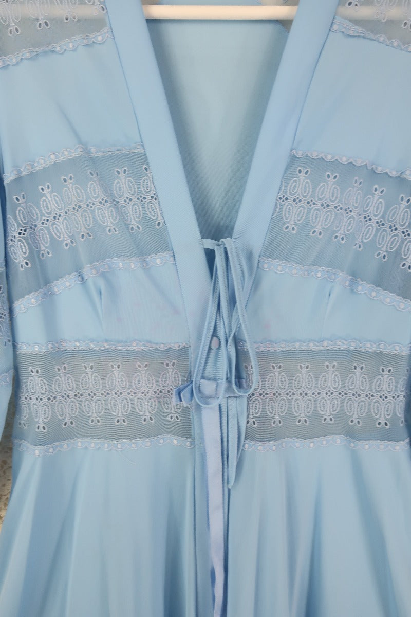 Vintage Powdered Blue Broderie Anglaise Overcoat - Size XS By All About Audrey