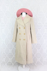 Vintage Cream Double Breasted Coat - Size S