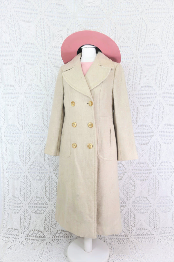 Vintage Cream Double Breasted Coat - Size S