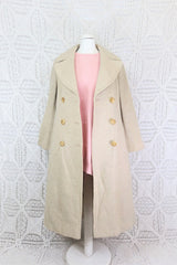Vintage Cream Double Breasted Coat - Size S By All About Audrey