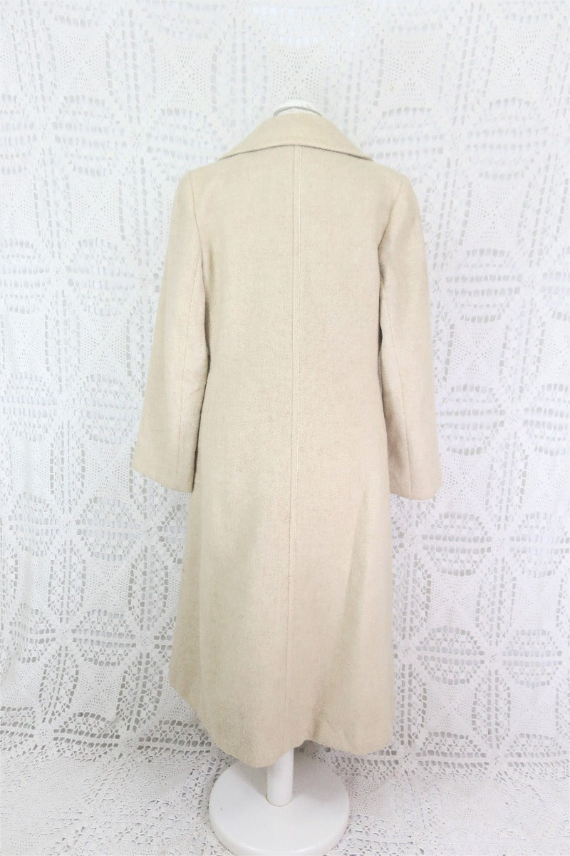 Vintage Cream Double Breasted Coat - Size S By All About Audrey