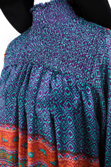 Mona Maxi Dress - Vintage Indian Sari - Violet, Turquoise & Peach Nouveau - Free Size