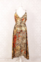 Jamie Dress - Indian Sari Slip Dress - Midsummer Evening Rose Garden - Size M/L