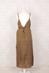 Jamie Dress - Indian Sari Slip Dress - Olive & Ruby Celtic Knots - Size M/L