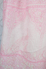 SALE Indian Peacock Paisley Smock Top - Ivory & Pastel Pink Cotton - Size S/M