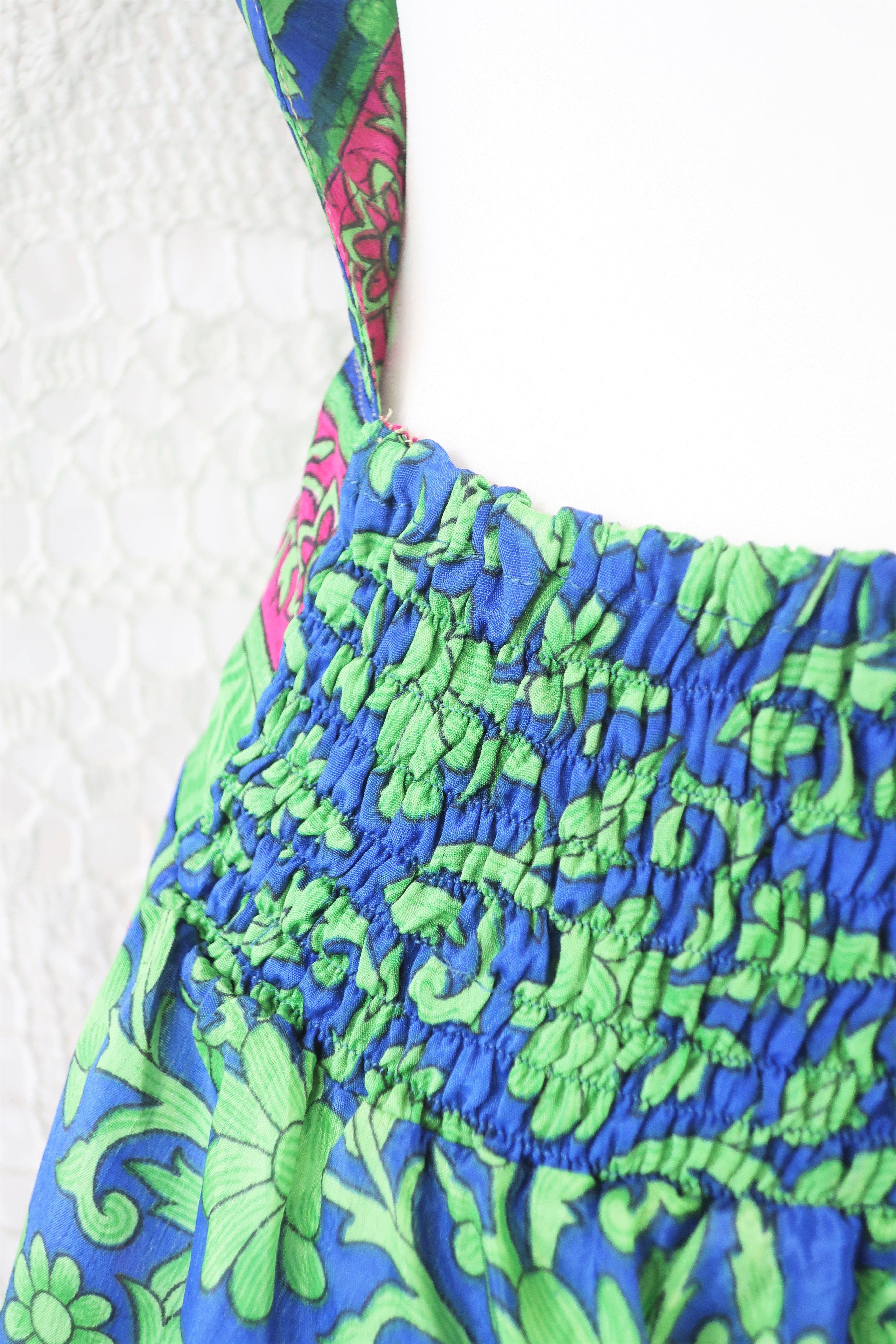 Sydney Halter Top - Apple & Raspberry Vintage Indian Sari - XS - S/M