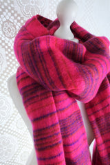 Bright Pink & Purple Reversible Stripe Indian Shawl/Blanket