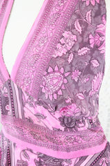 Sydney Halter Top - Mauve & Pink Vintage Indian Sari - XS - S/M