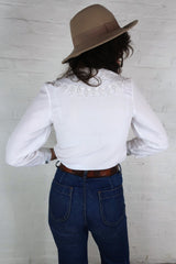 Vintage White Oversized Lace Collar Blouse - Size S by all about audrey