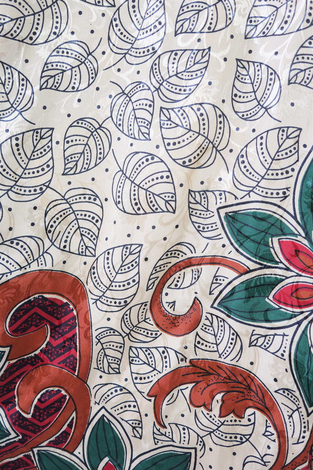 Billie Jumpsuit - Vintage Indian Sari - Antique Gold & Onyx Falling Leaves - S/M