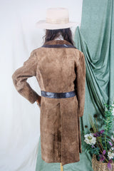 Vintage Reefer Jacket - Suede & Leather Contrast Panel - Size S/M By All About Audrey