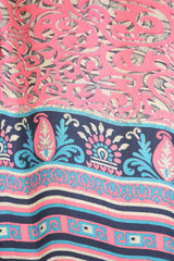 Billie Jumpsuit - Vintage Indian Sari - Deep Coral Pink & Teal Swirl - M/L