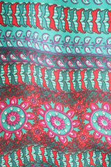 Billie Jumpsuit - Vintage Indian Sari - Teal, Blueberry & Strawberry Floral Mandala - M/L