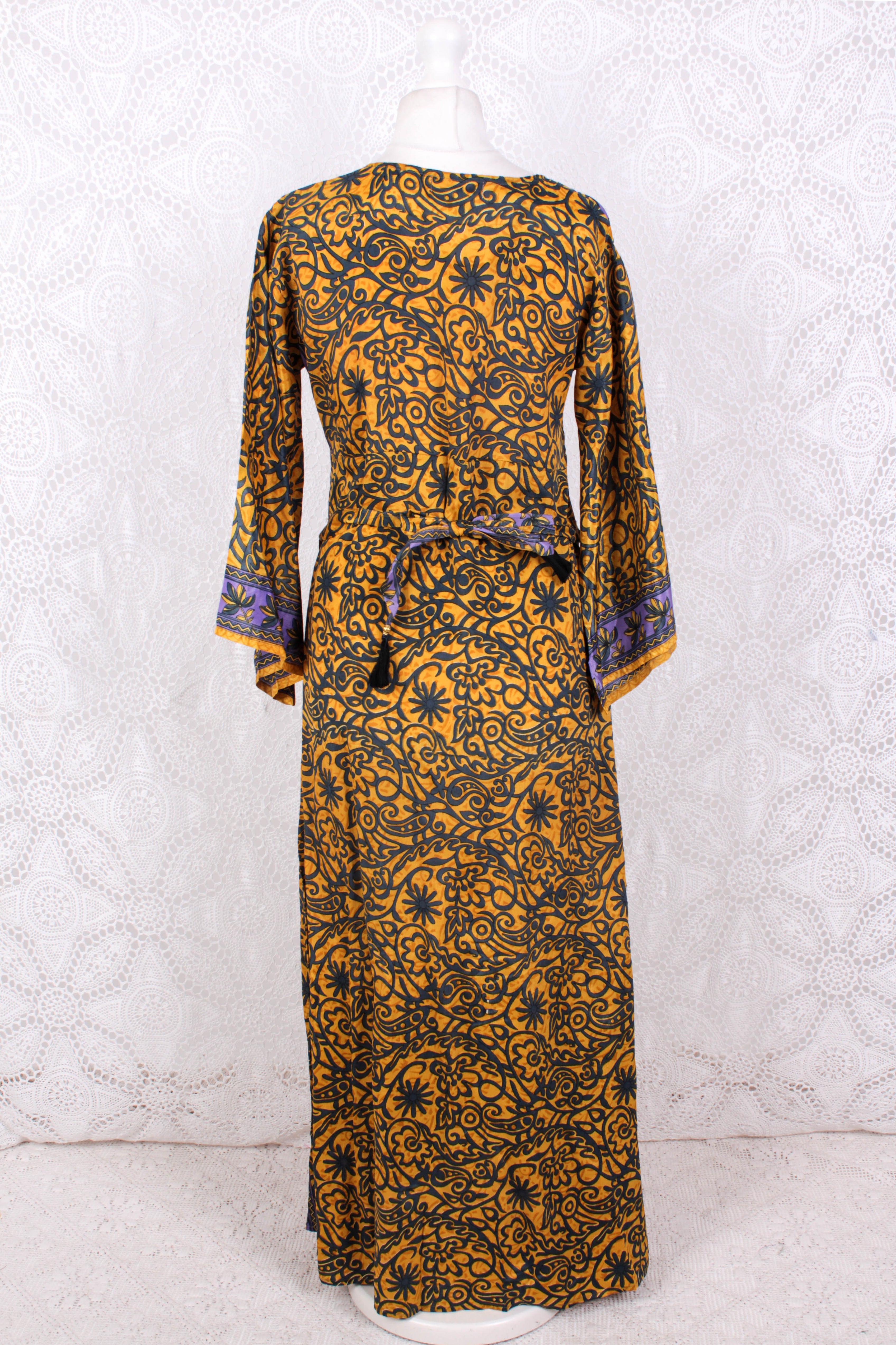 Jasmine Maxi Dress - Lemon & Lavender Flora Nouveau Vintage Sari