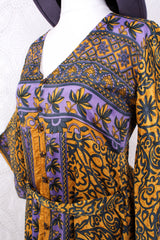 Jasmine Maxi Dress - Lemon & Lavender Flora Nouveau Vintage Sari - Size S/M