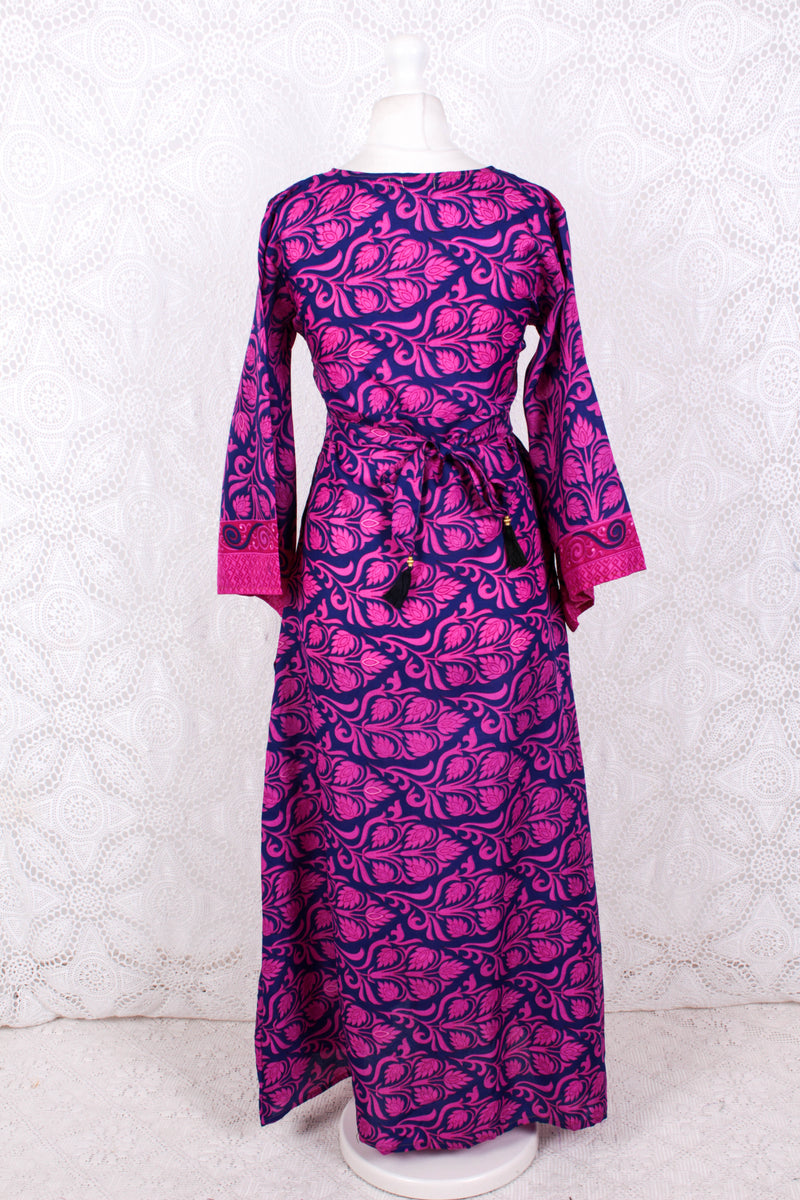Jasmine Maxi Dress - Purple & Hot Pink Vintage Sari - Size XS