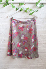 Vintage Skirt - Pistachio with Vibrant Floral - Size S/M