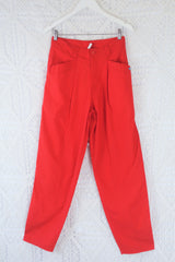 Vintage Trousers - Bright Red - Size S/M