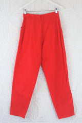 Vintage Trousers - Bright Red - Size S/M