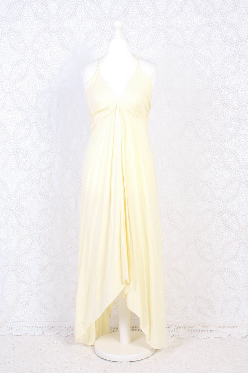 Khroma Medusa Midi Halter Dress - Light Cream - Free Size