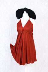 25% OFF Khroma Medusa Mini Halter Dress in Rust Red - Free Size