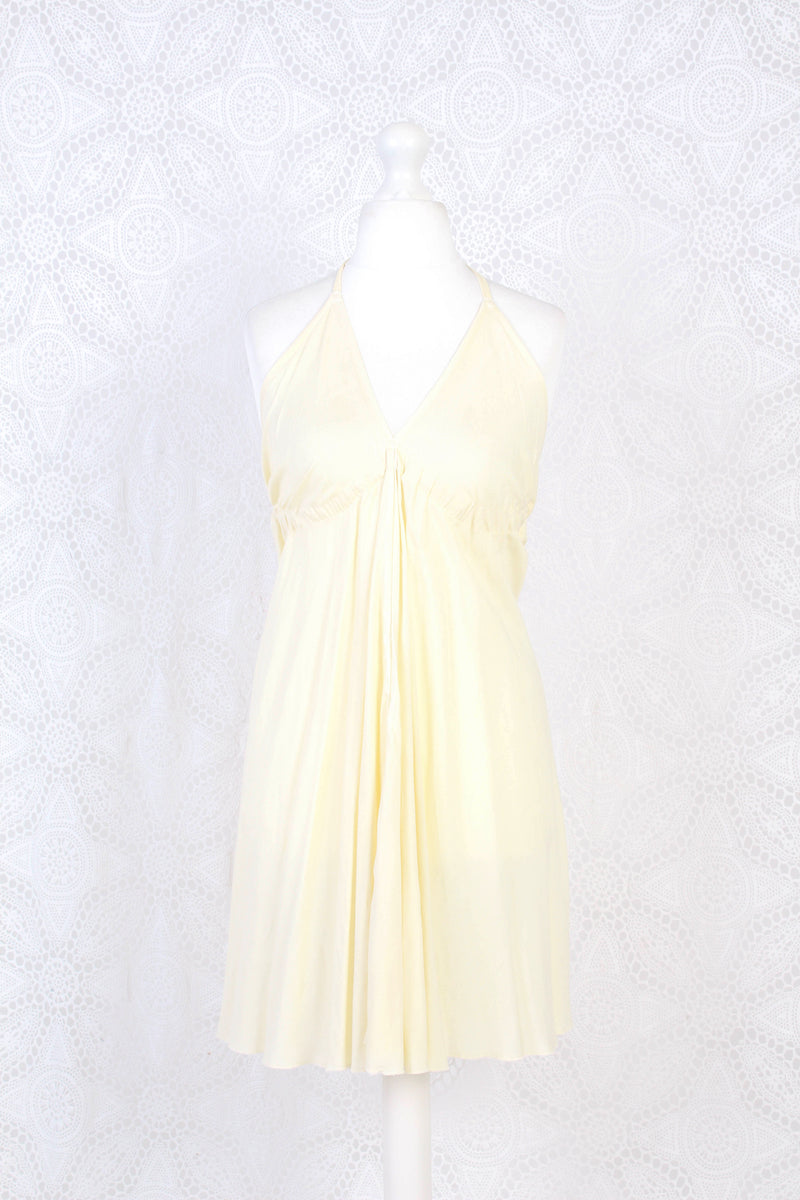 Khroma Medusa Mini Halter Dress in Light Cream - Free Size