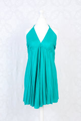 Khroma Medusa Mini Halter Dress in Teal Blue/Green - Free Size