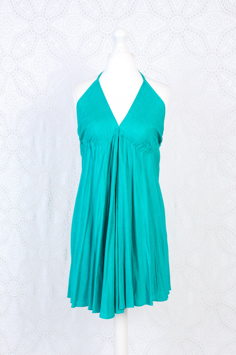 Khroma Medusa Mini Halter Dress in Teal Blue/Green - Free Size – All ...