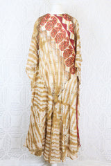 Goddess Dress - Vintage Indian Cotton - Ruby & Beige Paisley - Free Size