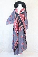 Goddess Dress - Vintage Indian Cotton - Muted Purple, Red & Ebony - Free Size
