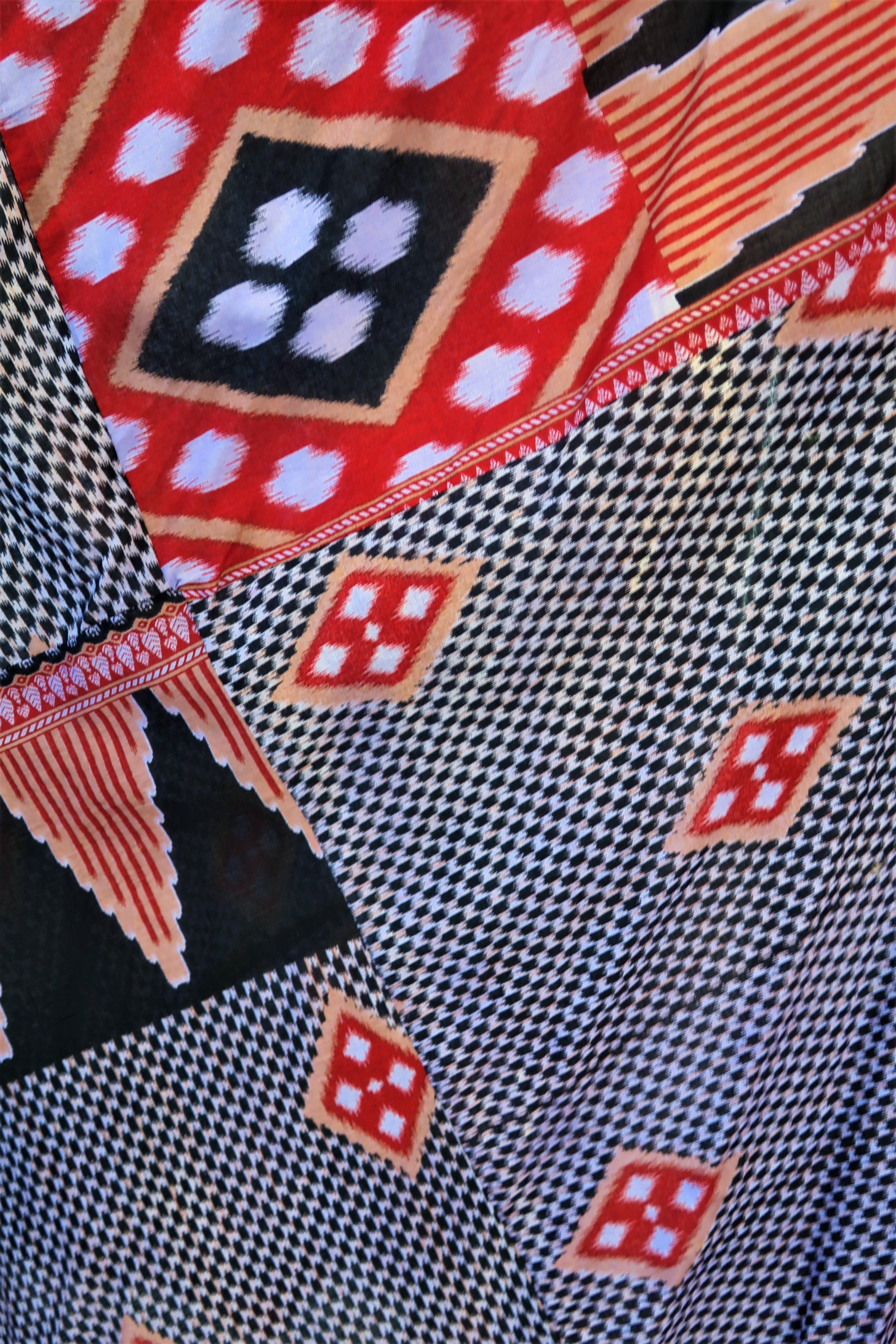 Goddess Dress - Vintage Indian Cotton - Muted Purple, Red & Ebony - Free Size