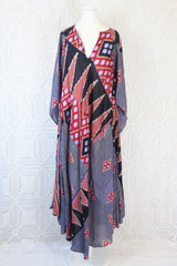 Goddess Dress - Vintage Indian Cotton - Muted Purple, Red & Ebony - Free Size