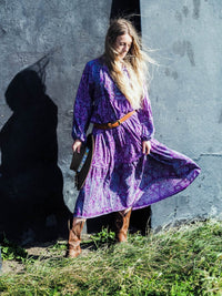 Florence Midi Dress in Orchid Purple Paisley Floral