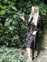 Daphne Smock Dress - Vintage Indian Sari - Painted Floral - M/L