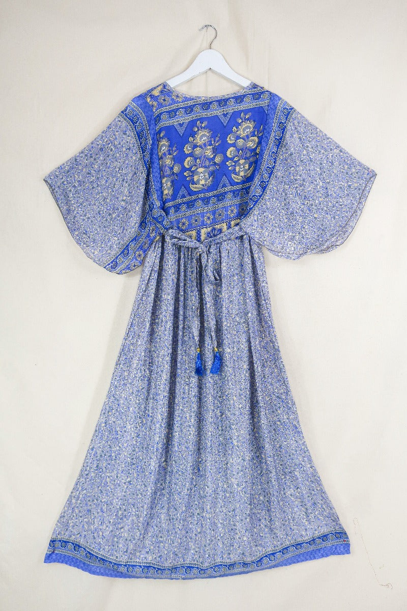 Angelica Maxi Dress - Vintage Sari - Powder Purple Wildflower - Free Size S/M By All About Audrey