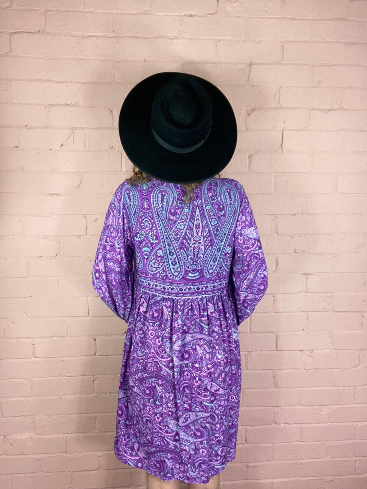 Florence Mini Dress in Orchid Purple Paisley Floral