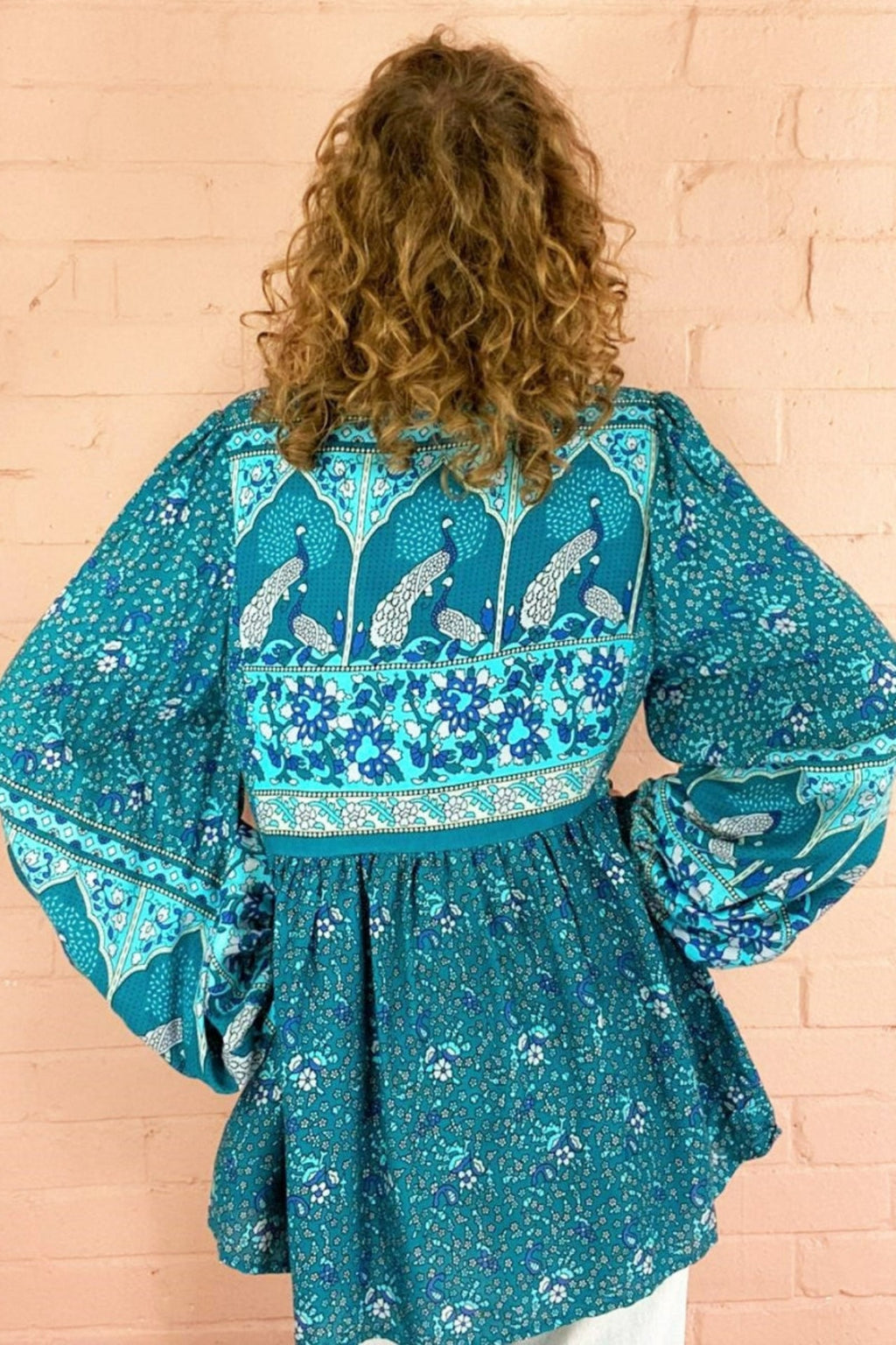 Peacock Prairie Bohemian Smock Top - Ocean & Indigo Rayon - ALL SIZES by All About Audrey