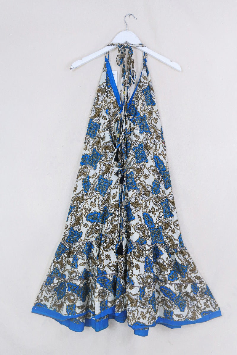 Blossom Halter-Neck Maxi Dress - Nutmeg & Azure Baroque - Free Size M/L
