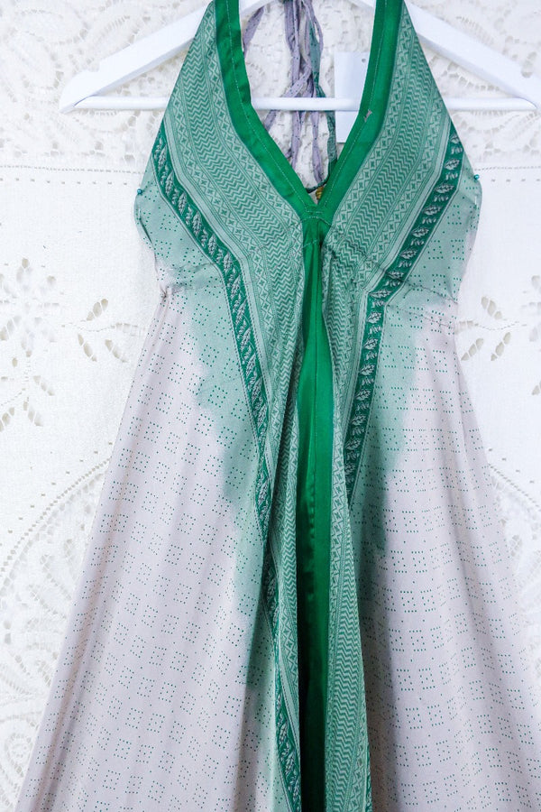 Medusa Harem Jumpsuit - Vintage Sari - Silver, Sage & Forest Fade - M/L By All About Audrey