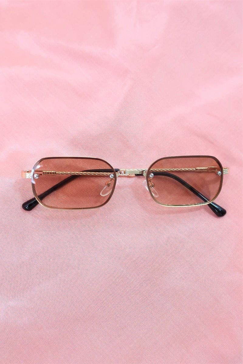 Slim Metallic Sunglasses - Golden Ombre Brown By All About Audrey