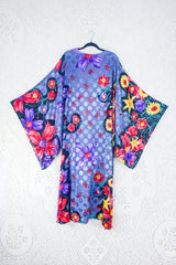 Cassandra Maxi Kaftan - Tropical Dusk Floral - Vintage Sari - Size L/XL. By All About Audrey. 