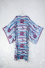 Back view of Cassandra Maxi Kaftan - Light Plum, Cashmere & Faded Blue by All About Audrey