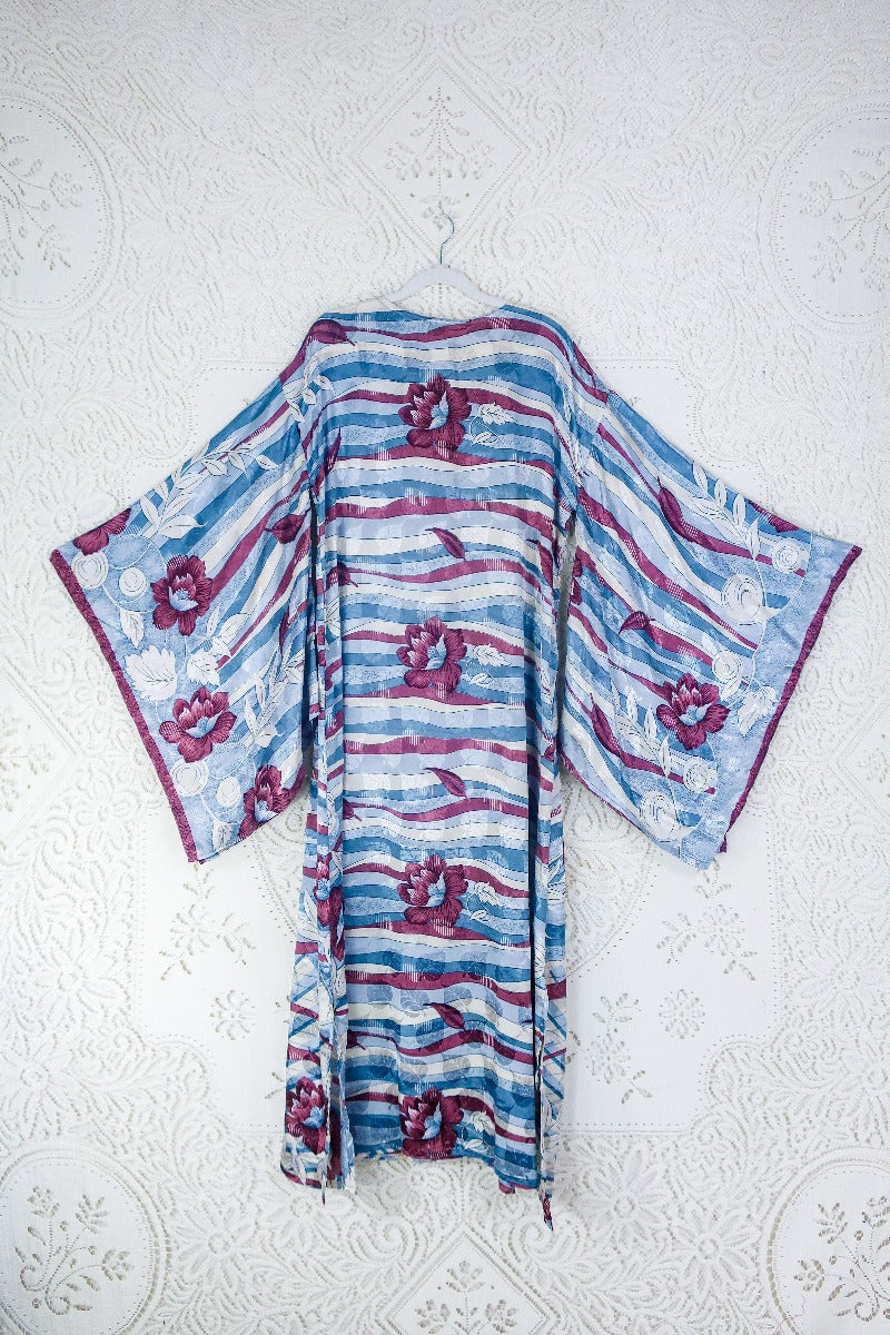 Back view of Cassandra Maxi Kaftan - Light Plum, Cashmere & Faded Blue by All About Audrey