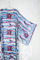 Close up back view of Cassandra Maxi Kaftan - Light Plum, Cashmere & Faded Blue by All About Audrey